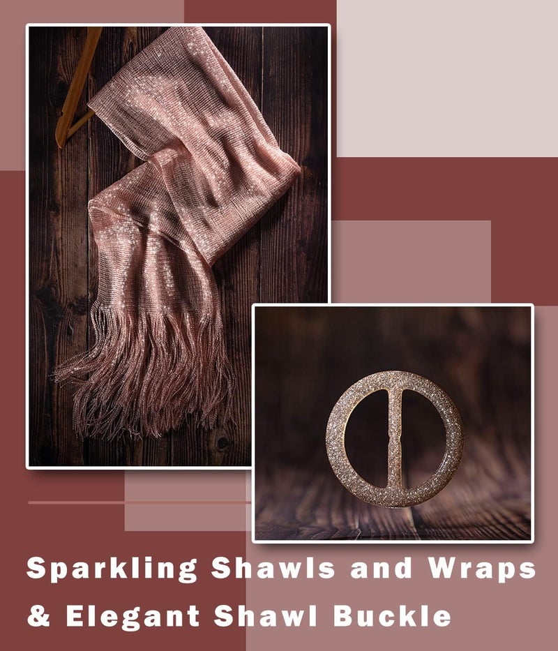 KUNINDOME Sparkling Metallic Shawls and Wraps with Buckle,for Evening Dresses Party Wedding Bride Bridesmaid - Image 1